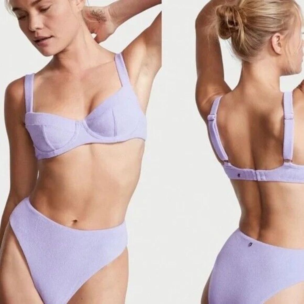 VICTORIA'S SECRET TERRY CLOTH PURPLE BIKINI SWIMSUIT BOTTOM-MEDIUM~NWT~$26.95